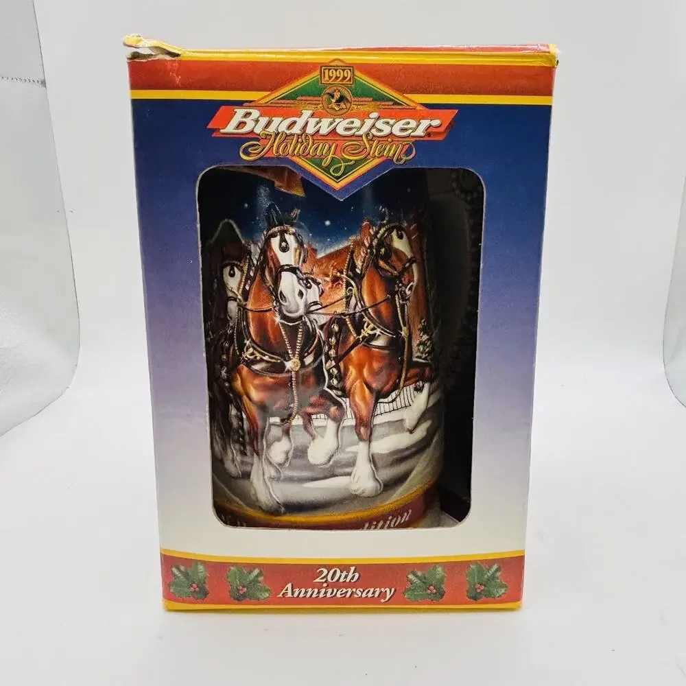 Budweiser 1999 Holiday Stein Ceramic Mug New In Box. With Paperwork. Very Nice!